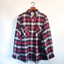Field Stream Shirt Red White Black Buffalo Plaid Flannel Button Up Camp 2XL