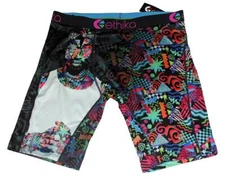 Ethika TEARZ African Male White Tank Top Wild Art Print Body Long Boxers Mns NWT