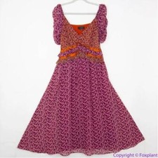 En Saison burgundy floral print fit and flare midi dress, size XS