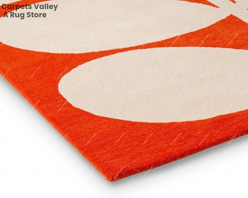Orange Leaf Hand Tufted Wool Handmade Area Rug Carpet for Home, Living, Any Room - Picture 6 of 6