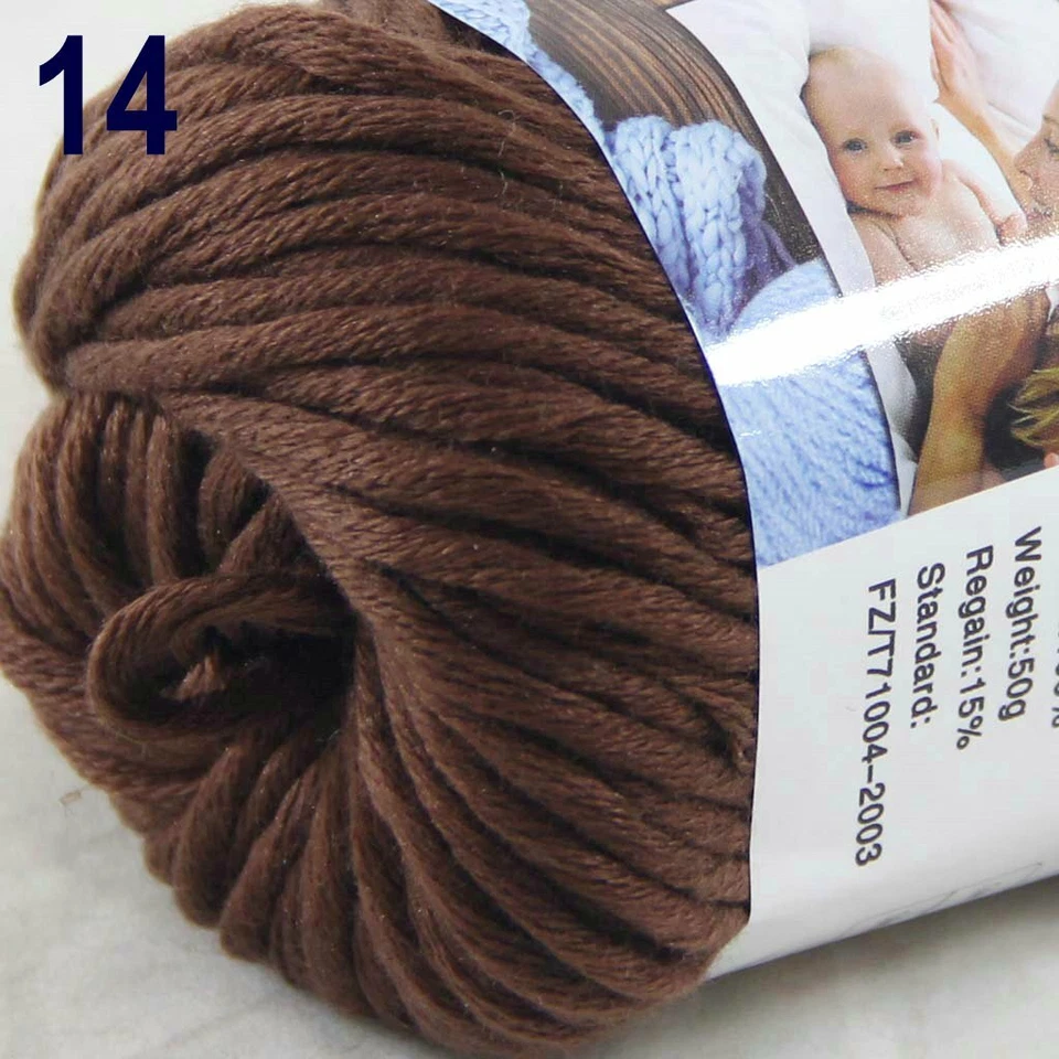 Sale New 6Skeinsx50gr Super Soft Pure Cotton Chunky Shawls DIY Hand Knit Yarn 14 - Image 3 of 4