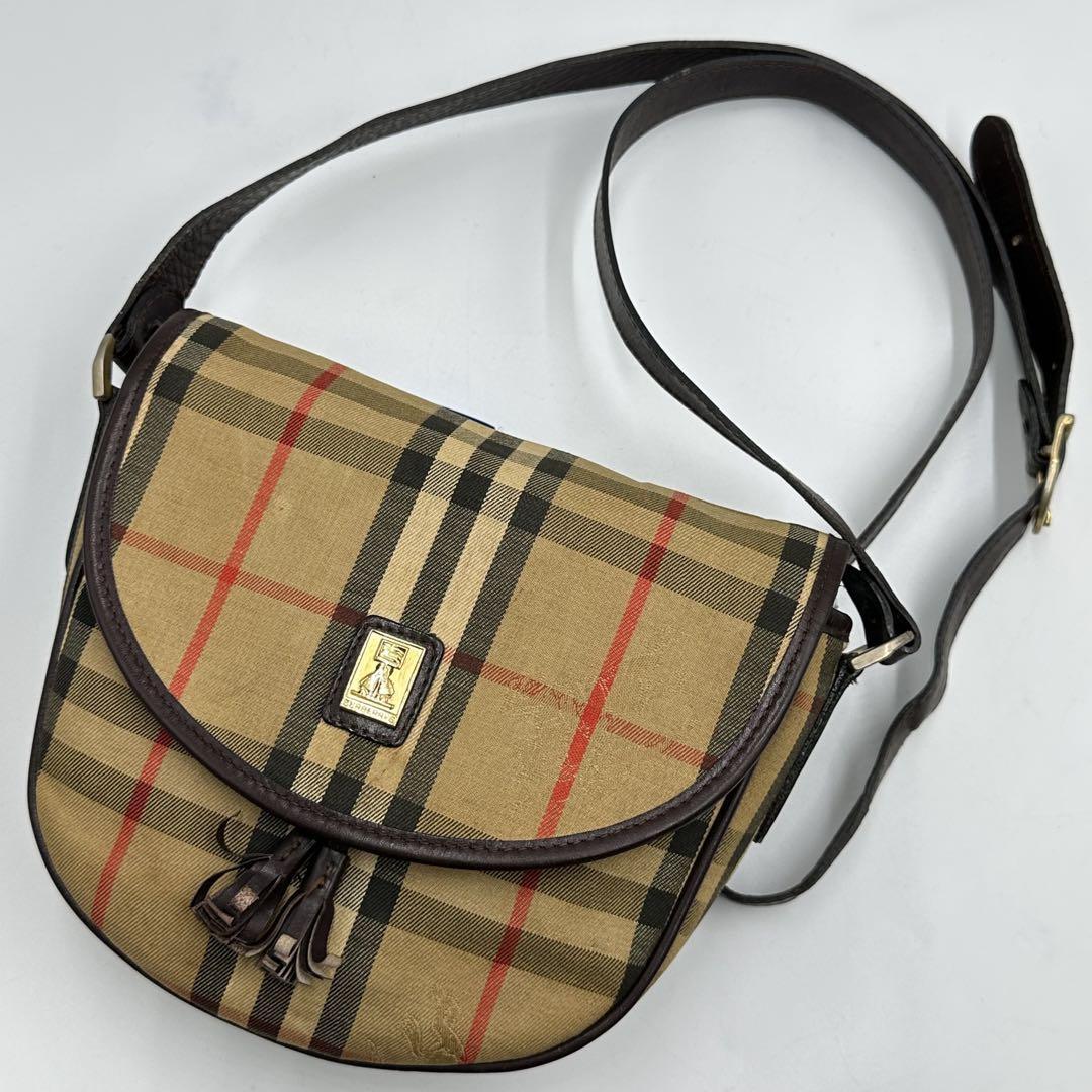 Burberry Shoulder Bag Nova Check Canvas Beige Authentic F1205374