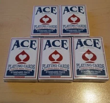 ACE authentic standard face playing cards - Lot of 5 - Blue