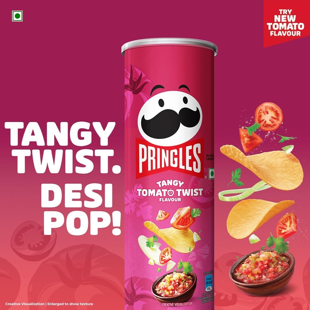 2x Pringles Tangy Tomato Twist 102 g Tangy Tomate con un toque de dulce y picante
