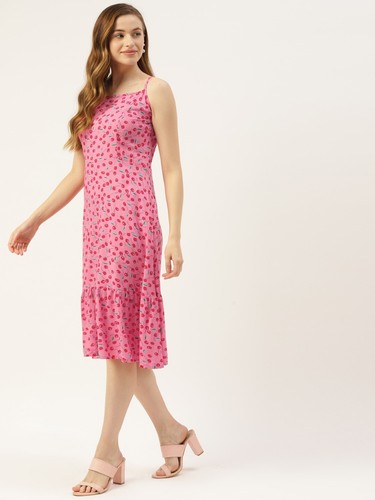 Woman Pink \u0026 Red Floral Print 