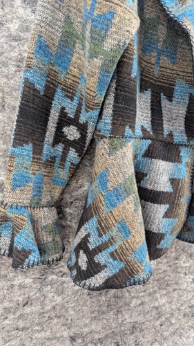 Rhonda Stark Aztec Woven Coatigan Women’s Size M Blue Gray Black - Picture 8 of 15