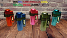 PROF Windproof BLUE FLAME CRYSTAL COLOUR TANK LIGHTER Top Cap Refillable LIGHTER