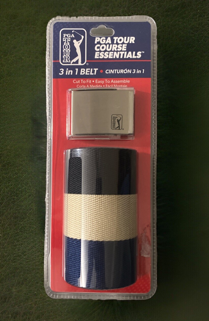 Men's PGA 3-in-1 Adjustable Belt Black Navy Tan Fits Most