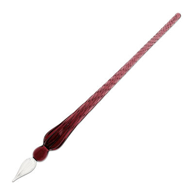 :	J. Herbin Round Glass Pen in Violet Tapered Spiral Handle with Frosted Glass