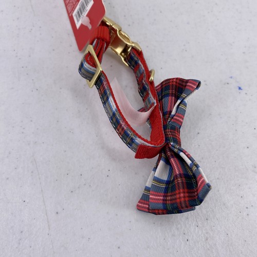 Merry & Bright Festive Green Plaid Bow Tie Dog Collar XXS Christmas 6.5-8” - Picture 4 of 6
