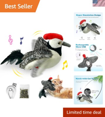 Touch Activated Woodpecker Cat Toy with Realistic Sounds - Perfect for Exercise
