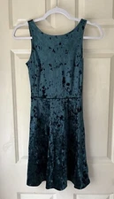 Divided H&M Dark Green Velvet Sleeveless Open Back Dress Size 2