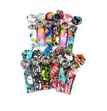 5 3.5'' Silicone Smoking Hand Pipe with Cap Lid Pocket Pipe & Metal Bowl *USA*