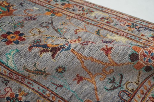 3 x 7 ft Blueish Gray Waziri Afghan Hand knotted Transitional Runner Rug - Picture 9 of 14