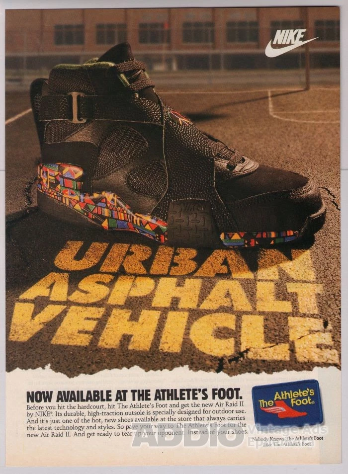 NIKE Air Raid II 2 1990s PRINT AD shoes urban Athlete's Foot advertisement  1993