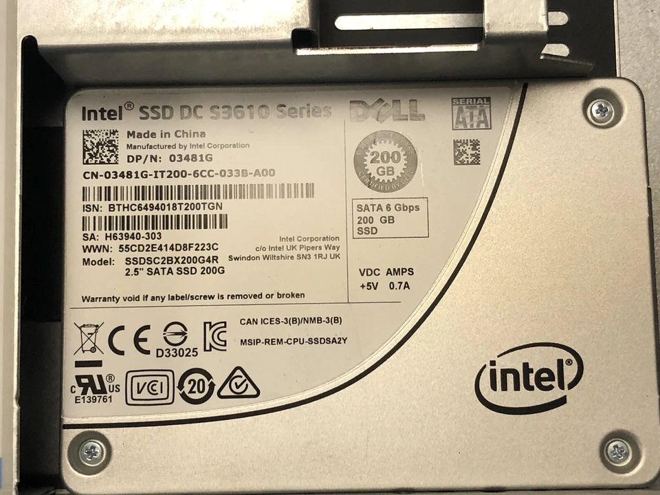 Dell 200GB Intel SSD DC S3610 Series SATA III 6Gb/s 2.5 3.5 LFF MLC 95 to 100% - Image 4 of 4