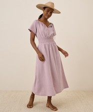 Pact Women's Coastal Double Gauze Boho Midi Dress Small Lavender Haze