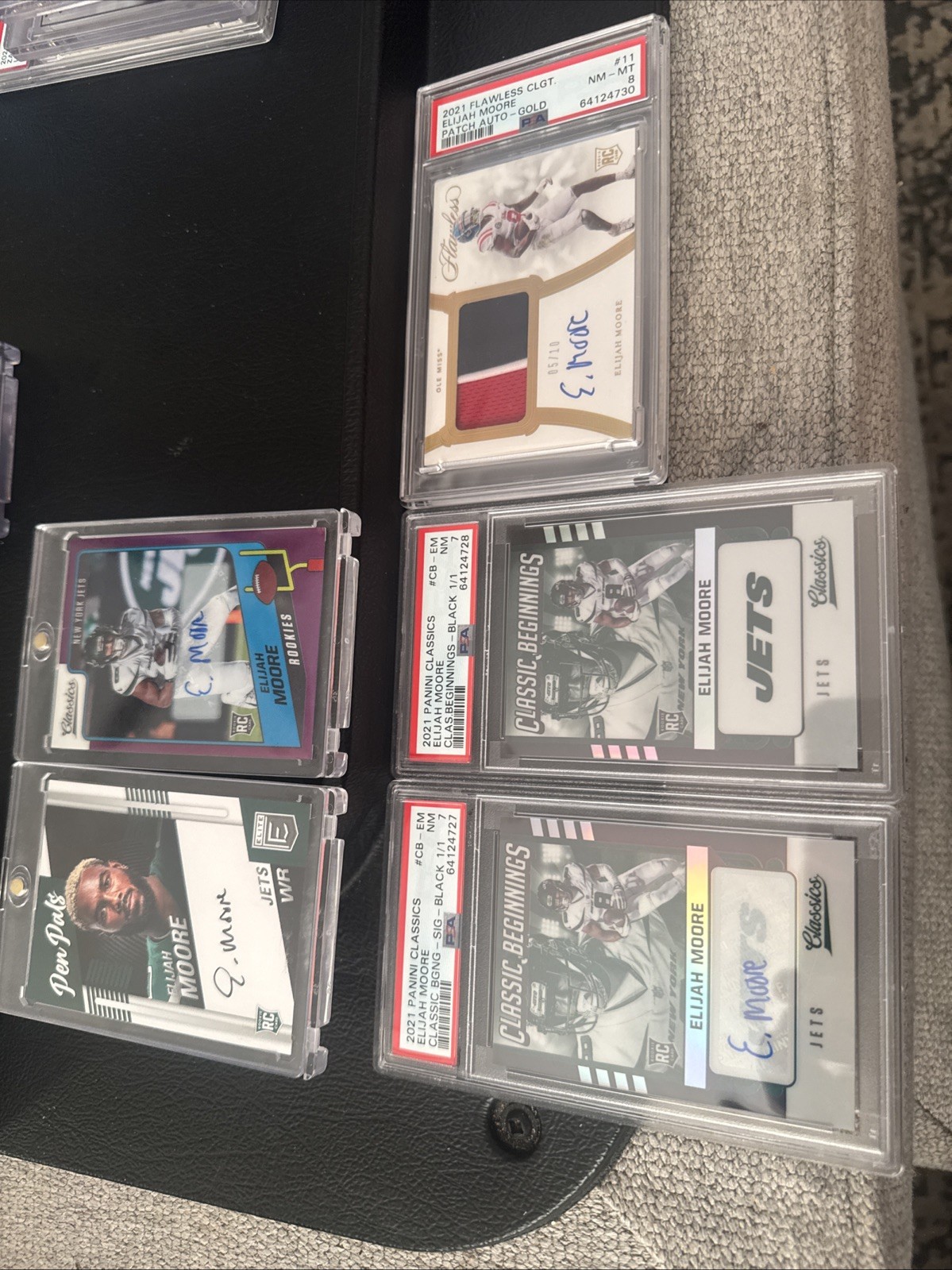 Elijah Moore Rookie Auto Lot of 5 PSA Graded Flawless 1/1 Jets NFL