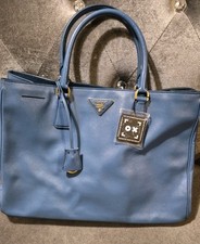 PRADA Galleria Blue Saffiano Leather Tote Purse, Excel Cond, COA