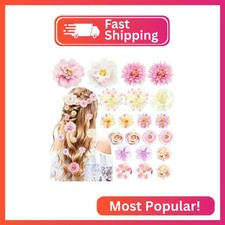 21 PCS Flowers Hair Accessories Women Boho Hair Barrettes Clips Girls Pink Purpl
