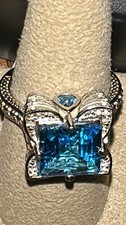 Gorgeous Blue Topaz Ring Set In Sterling Silver Size 7