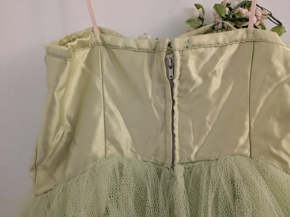 Handmaid Fairy Bridal Flower Girl Dress Lime Green With Flower Applique - Image 3 of 4