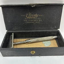 Vintage CHRISTY Advertiser Complimentary Single Edge Safety Razor Set  - 1920's
