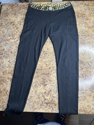 Versace Greca Border Medusa Pants Mens 6 Large Black Stretch Gym Leggings