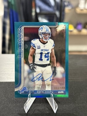 2025 Topps Chrome - Autographs Amon-Ra St. Brown #BA-AS Aqua Refractor /199 (AU)