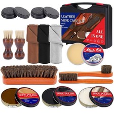 TUXIYA 15pcs Shoe Shine Kit, Shoe Polish Kit, Leather Boot Care Kit, with Hor...