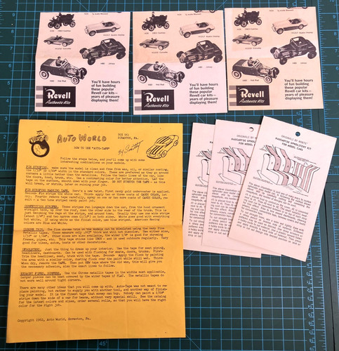 Vintage Revell Model Car Ephemera Lot Auto World 1964 Sheet Rules Cards Contest