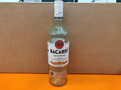       Empty 1L Bacardi Superior Glass Embossed Bottle for Crafts/Décor