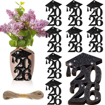 Sinmoe 24 Pcs 2026 Graduation Cutouts Tags Decorations Class of 2026 black