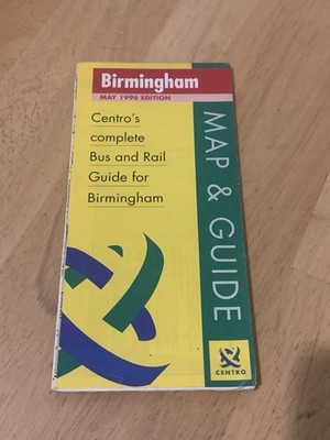 1996 Birmingham Bus & Rail Map Guide Centro West Midlands Transport Map