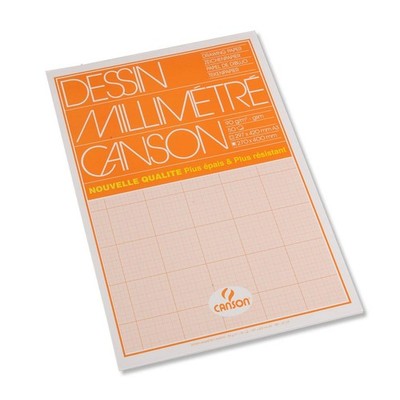 CANSON Millimeterpapier Block DIN A3 90 g/qm 50 Blatt Lineatur: rot