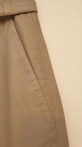 ZARA STUDIO Gr. XS ECHT LEDER Hose grau taupe hellbraun beige weites Laufbein 6 - Bild 4 von 18