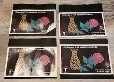 Vtg.  Artex (Tri-Chem) Stamped Embroidery or Paint Pictures Lot (4) Rose & Vase