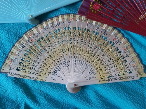 Hand Fans Decorative Bundle X 3 Hand Painted - 第 4/6 張圖片