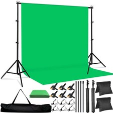 Green Screen Backdrop Kit 10x6.6ft with Tripod Stand, Chroma Key Background S...