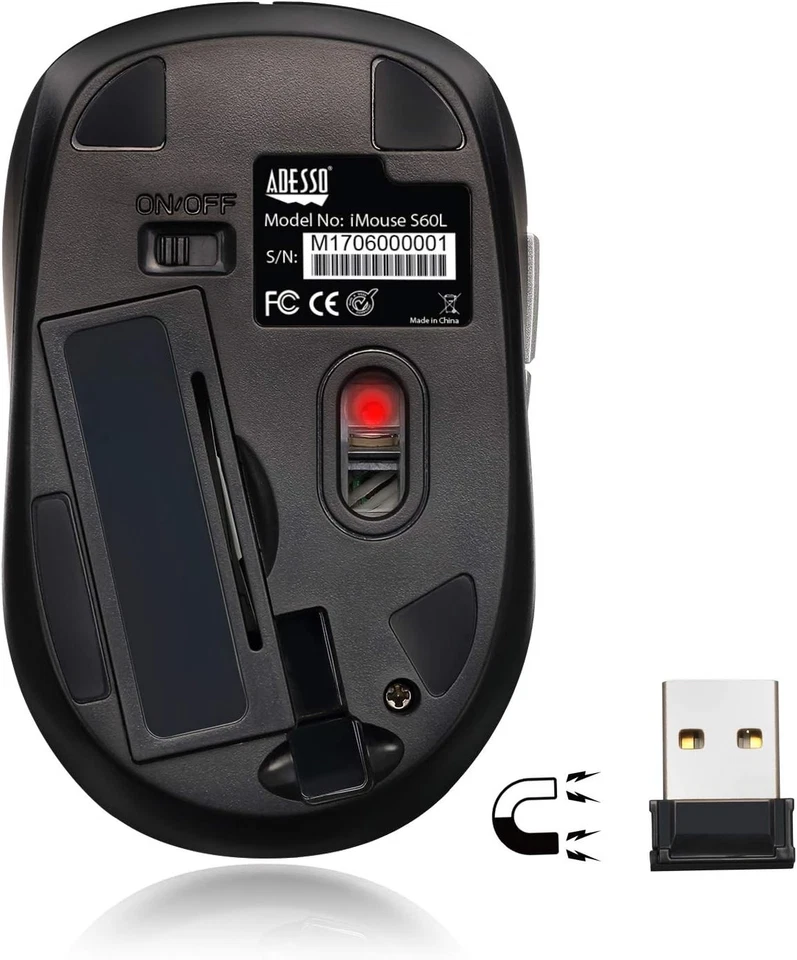 ADESSO IMOUSE S60L WRLS OPTICAL NANO MOUSE BLU SCALABLE DPI 800/1600 6BTN DESIGN - Image 4 of 4