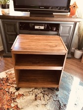 3-Tiered Utility Wood Grain Style Rolling Cart