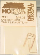 Detail Associates HO 2221 Cab Roof Grabs for EMD F and E untis 41" (Qty 6)