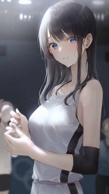 Anime girls 2d looking at viewer portrait display white Custom 11x17 Poster