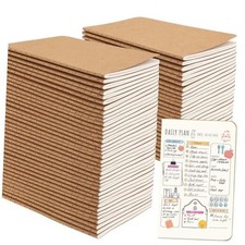 64PCS Mini Notebooks Bulk, 3.5" x 5.5", 60 Pages Blank Paper Brown Plain/Blank
