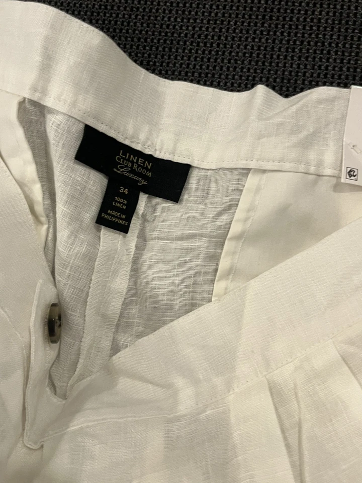 Pantalones cortos Club Room de lino para hombre marfil talla 34 Foto 2 de 3