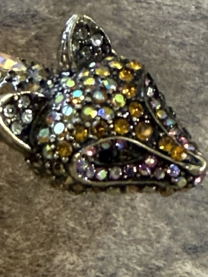 Betsey Johnson Surreal Fox Pave Rhinestone Hinged Choker Collar Necklace VGUC - Image 3 of 4