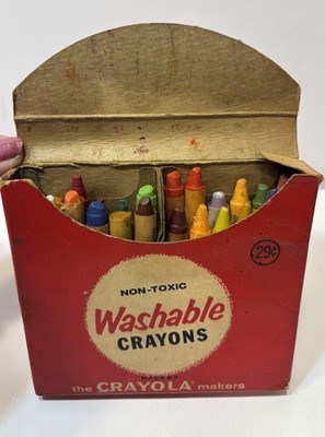 Vintage Box of Crayola Crayons Washable 24 Colors Binney&Smith Inc