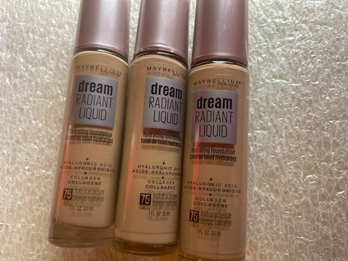 3 X Maybelline Dream Radiant Liquid Foundation - 75 Natural Beige New!