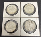 Kennedy & Walking Liberty Half Dollars Lot Of 4 90% Constitutional Silver Coins