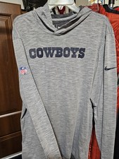 Dallas Cowboys Nike Hoodie Mens Size LG Gray Ligthweight Pullover Dri Fit